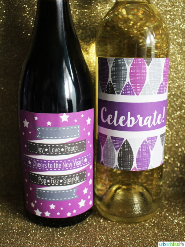 New Year's Eve Printable Wine Labels are free for your party planning. Designed by UrbanBlissLife for Today's Creative Life. Bottle labels make it easy to throw a New Years Eve Party! 