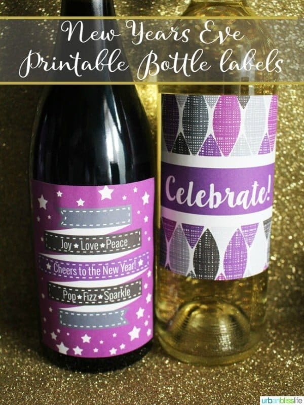 New Year's Eve Printable Wine Labels are free for your party planning. Designed by UrbanBlissLife for Today's Creative Life. Bottle labels make it easy to throw a New Years Eve Party! 