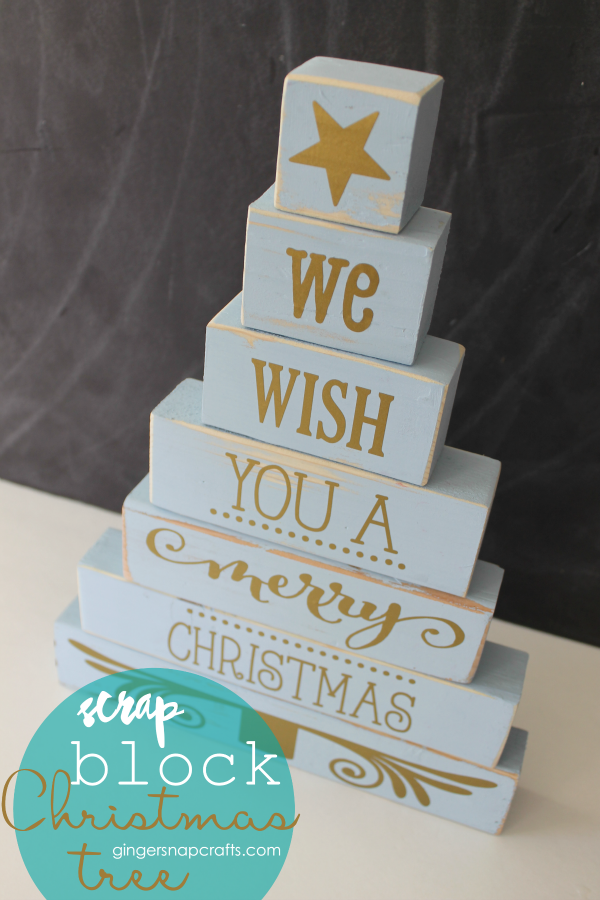 DIY Wood Block Christmas Tree by Gingersnaps Crafts for the Creative Girls Soiree on TodaysCreativeLife.com | Follow this tutorial and make your own Christmas tree from scrap wood! 