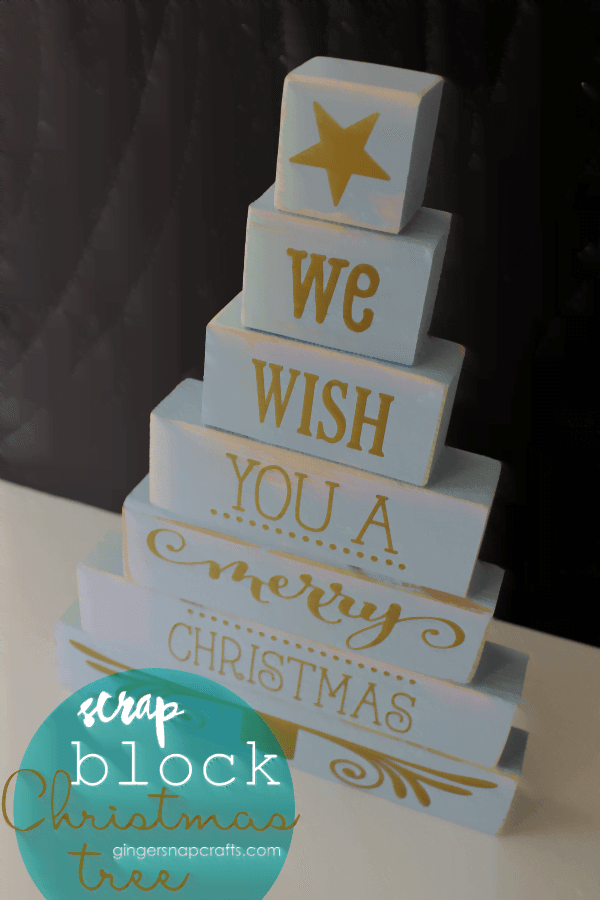 DIY Wood Block Christmas Tree by Gingersnaps Crafts for the Creative Girls Soiree on TodaysCreativeLife.com | Follow this tutorial and make your own Christmas tree from scrap wood! 