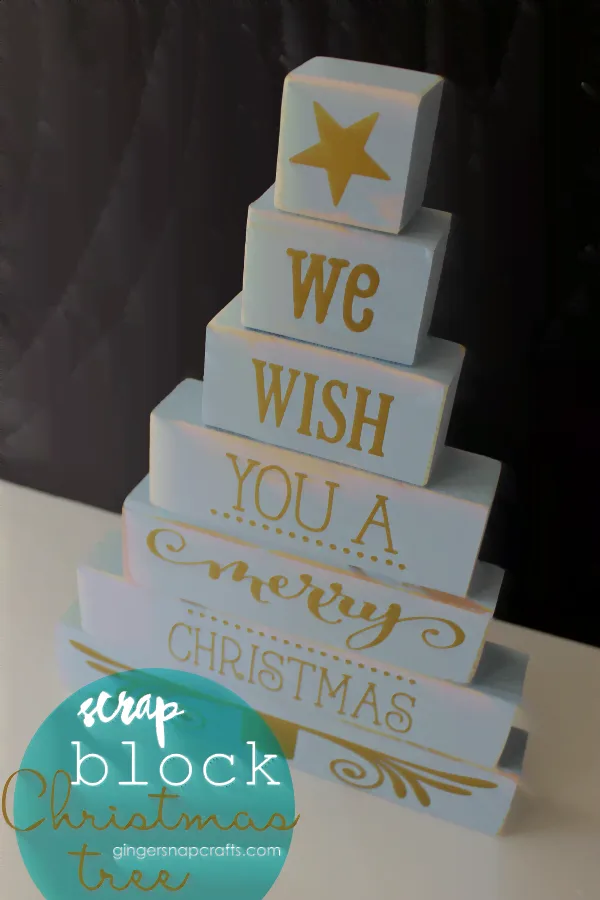 DIY Wood Block Christmas Tree by Gingersnaps Crafts for the Creative Girls Soiree on TodaysCreativeLife.com | Follow this tutorial and make your own Christmas tree from scrap wood! 