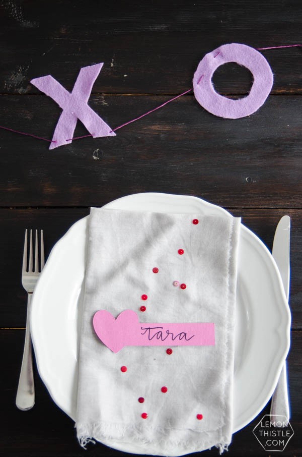 DIY Valentine's Day Place Cards - Create a simple and beautiful table with these ideas. See the full tutorial, using a Cricut Explore on Today's Creative Life. Click on the photo.