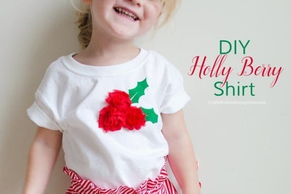 DIY Christmas Shirt made by Craftaholics Anonymous for the Creative Girls Holiday Soiree! Find Christmas crafts, decorating and recipes! Make easy DIY t-shirts for your kiddos with this easy tutorial. See it on TodaysCreativeLIfe.com