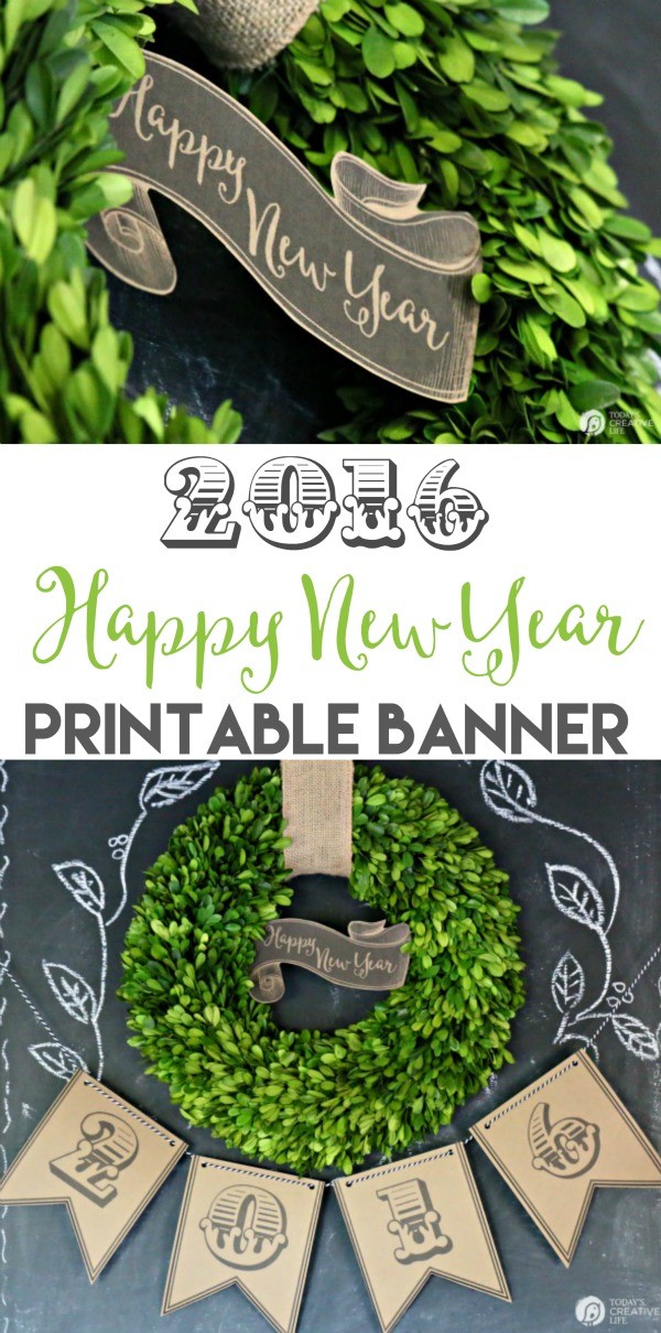 New Years Eve 2016 Printable Banner | Free printable banner for New Years Eve Parties or simple decor. Save for upcoming graduation party planning | TodaysCreativeLife.com