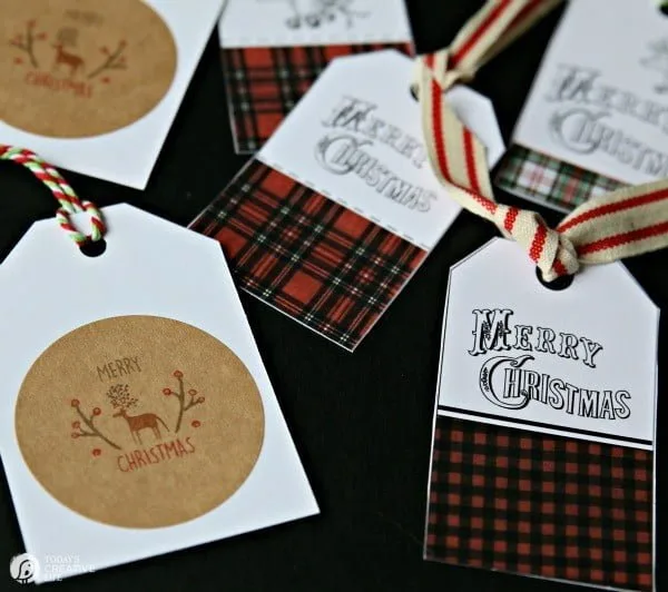 Printable Holiday Gift Tags and Stickers | Get your free download for these adorable plaid gift tags for Christmas. Make gift wrapping easier with free label stickers and tags. See more on TodaysCreativeLife.com