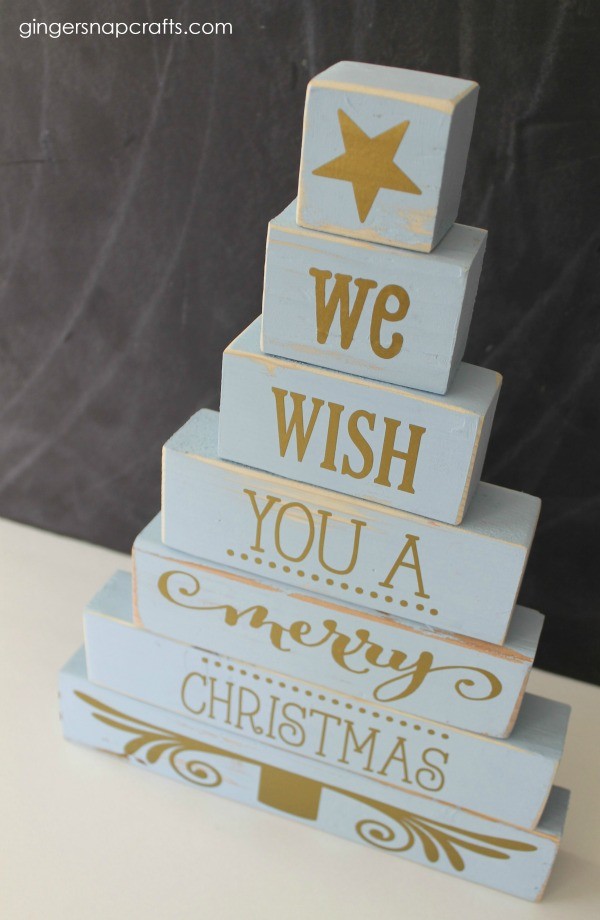 DIY Wood Block Christmas Tree by Gingersnaps Crafts for the Creative Girls Soiree on TodaysCreativeLife.com | Follow this tutorial and make your own Christmas tree from scrap wood!