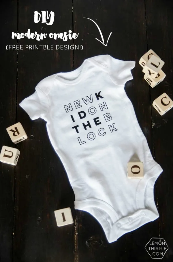 DIY Cricut Iron On Onesie | Creative contributor Lemon thistle has created this adorable custom designed baby onesie and is sharing the free graphic. Follow this easy tutorial by clicking on the photo. TodaysCreativeLife.com