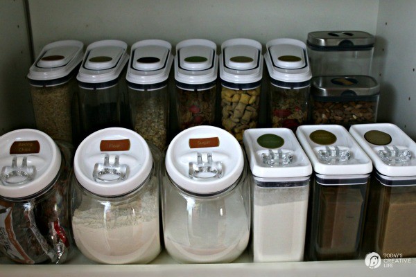 Organizing Your Pantry | Keep your pantry organized with simple storage ideas and printable labels. My pantry is a REAL HOME pantry. Come see. Click on the photo for more. TodaysCreativeLIfe.com 