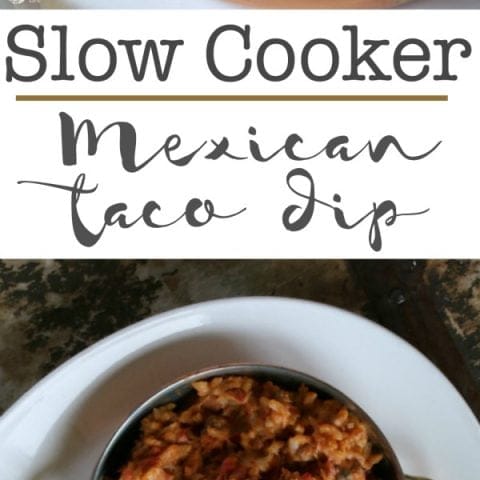 Slow Cooker Mexican Taco Dip | This crock pot dip recipe is great for super bowl, or any game day! Great for potlucks or weekend snacking! Click the photo for the recipe.