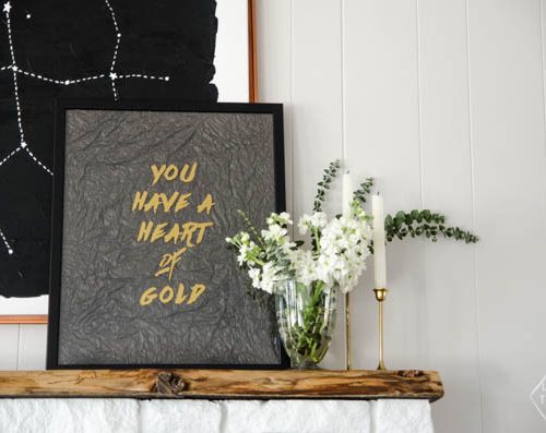 DIY Room Decor { WALL ART } | This Heart Of Gold DIY WALL ART gives your room that hint of gold with minimal effort. Use your Cricut Explore. Find the tutorial on TodaysCreativeLife.com