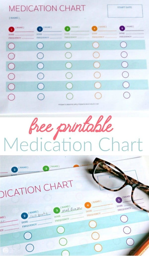 Medication Log Free Printable | This medication tracker helps you keep medication recording easy! A medication chart is a simple way to ease stress when taking medications. 