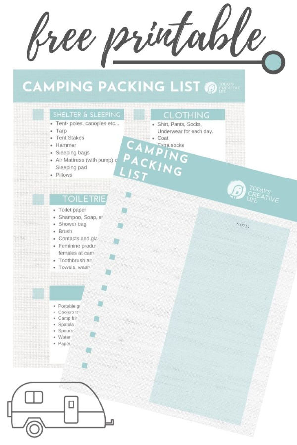 Free Printable Camping Packing List | Checklist for camping | What do you need to go camping? Free Printable on TodaysCreativeLife.com