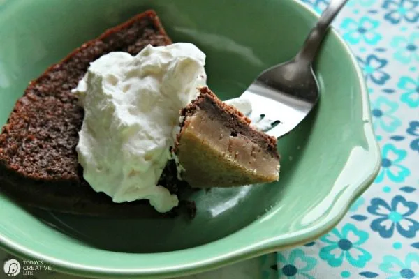 Impossible Chocolate Pie | This chocolate pie really is like a science experiment. The way it naturally layers with a dark chocolate taste makes a decadent dessert. See the recipe by clicking on the photo. TodaysCreativeLife.com