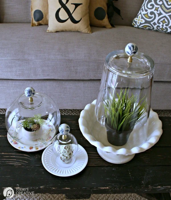 DIY Cloche Jars | Make your own Cloche Jars for diy decorating. Click on the photo for the tutorial and supply list. TodaysCreativeLIfe.com