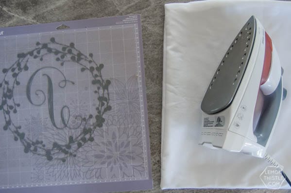 DIY Monogram Pillow |Create diy decor using your Cricut Explore and heat transfer Iron On Flocked Vinyl. Sounds complicated, but it's not. Follow the tutorial on TodaysCreativelife.com