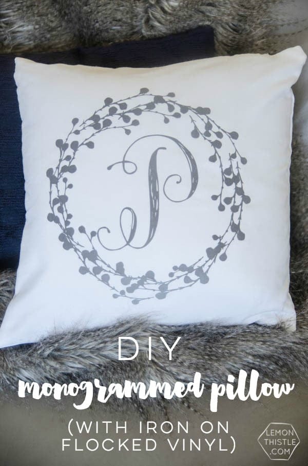 DIY Monogram Pillow Tutorial |Create diy decor using your Cricut Explore and heat transfer Iron On Flocked Vinyl. Sounds complicated, but it's not. Follow the tutorial on TodaysCreativelife.com