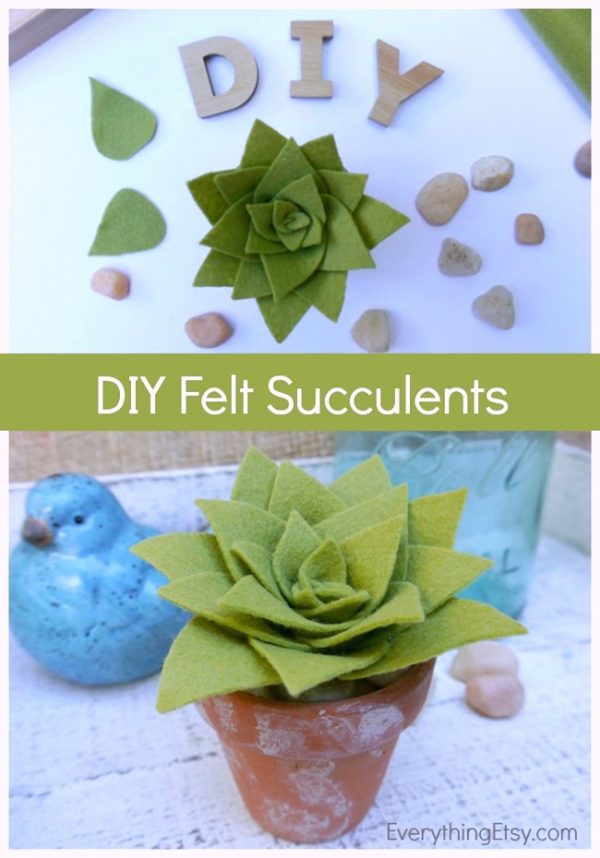 DIY Felt Succulent | Making faux succulents with felt is the perfect diy craft! Made by Kim Layton from Everything Etsy for TodaysCreativeLife.com