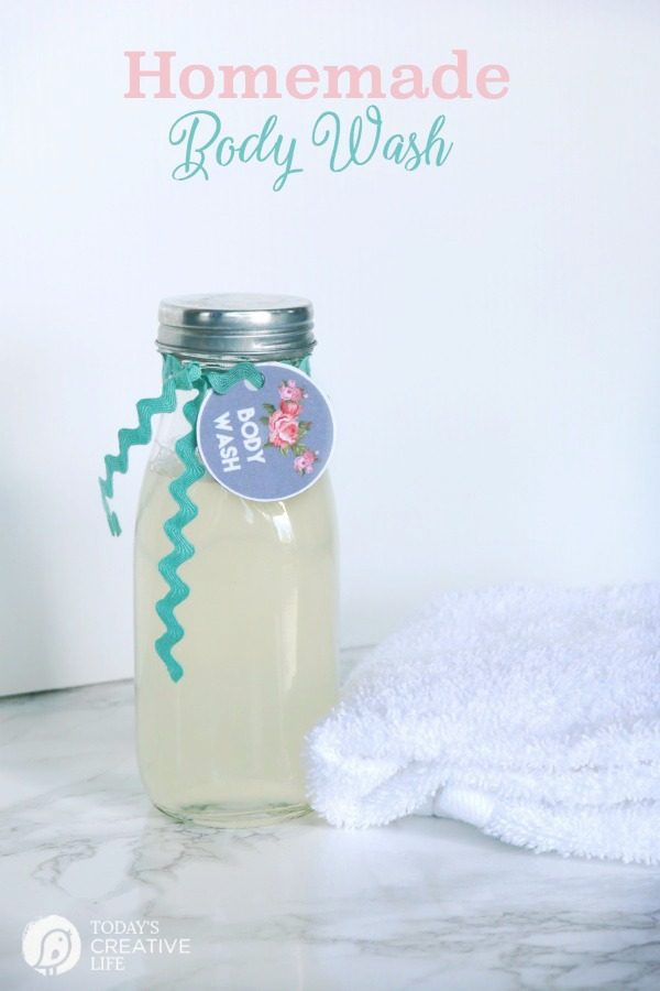 Homemade Body Wash Recipe | Made with natural ingredients. Easy to make. Great for sensitive skin. TodaysCreativeLife.com 