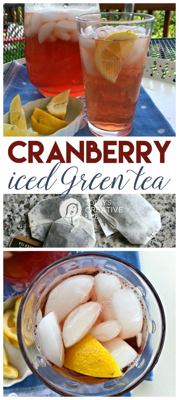 Cranberry Iced Green Tea | This ice tea is easy to make from fresh brewed green tea. The cranberry adds a refreshing flavor you'll be craving over and over. Click the photo for the recipe. TodaysCreativeLife. com