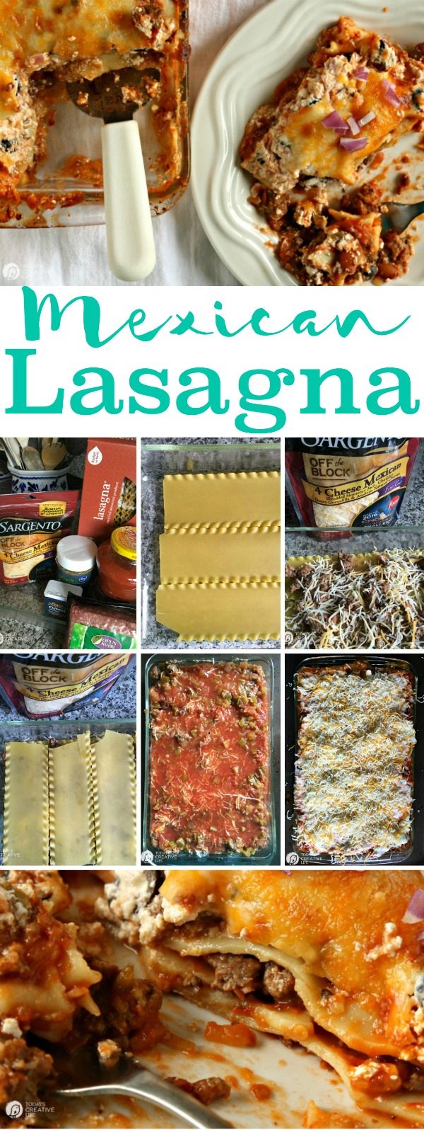 Mexican Lasagna Recipe | Add this easy Mexican dish to your weekly menu and meal plan. Some call it Taco Lasagna, but they always call it delicious! Find the recipe by clicking on the photo. TodaysCreativeLife.com