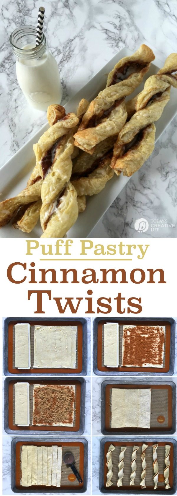 Puff Pastry Cinnamon Twists | The magic of puff pastry makes you feel like a real baker! Whip up a batch of these Cinnamon Twists for a quick snack or breakfast. See the recipe on TodaysCreativeLife.com 