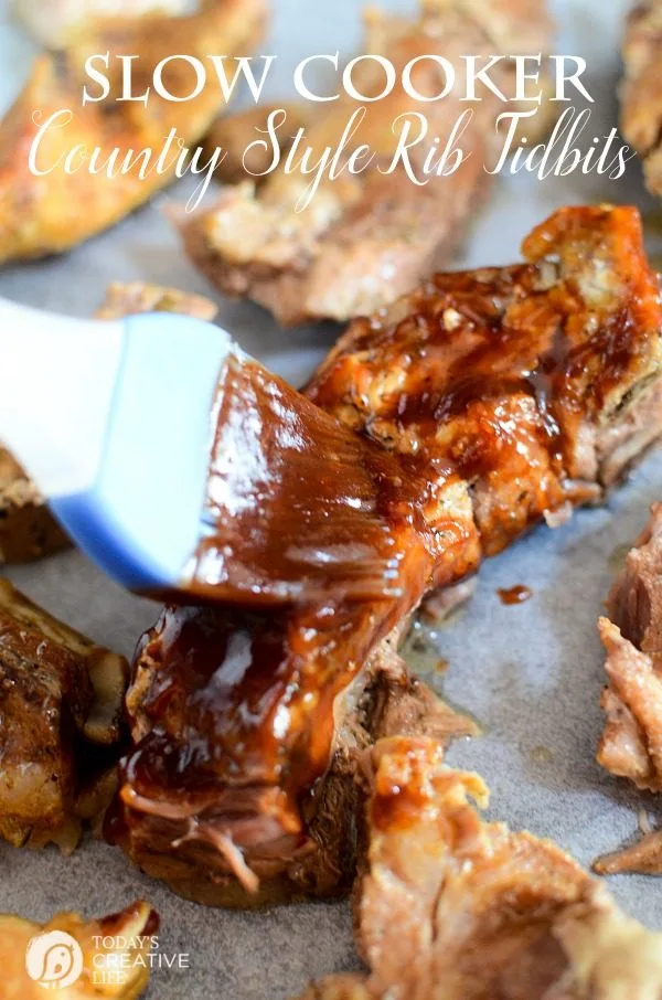 Slow Cooker Country Style Rib Tidbits | This crockpot rib recipe will knock your socks off! No grill to mess with or heating up the oven! Grab your napkins and get ready for dinner! See the recipe on TodaysCreativeLife.com