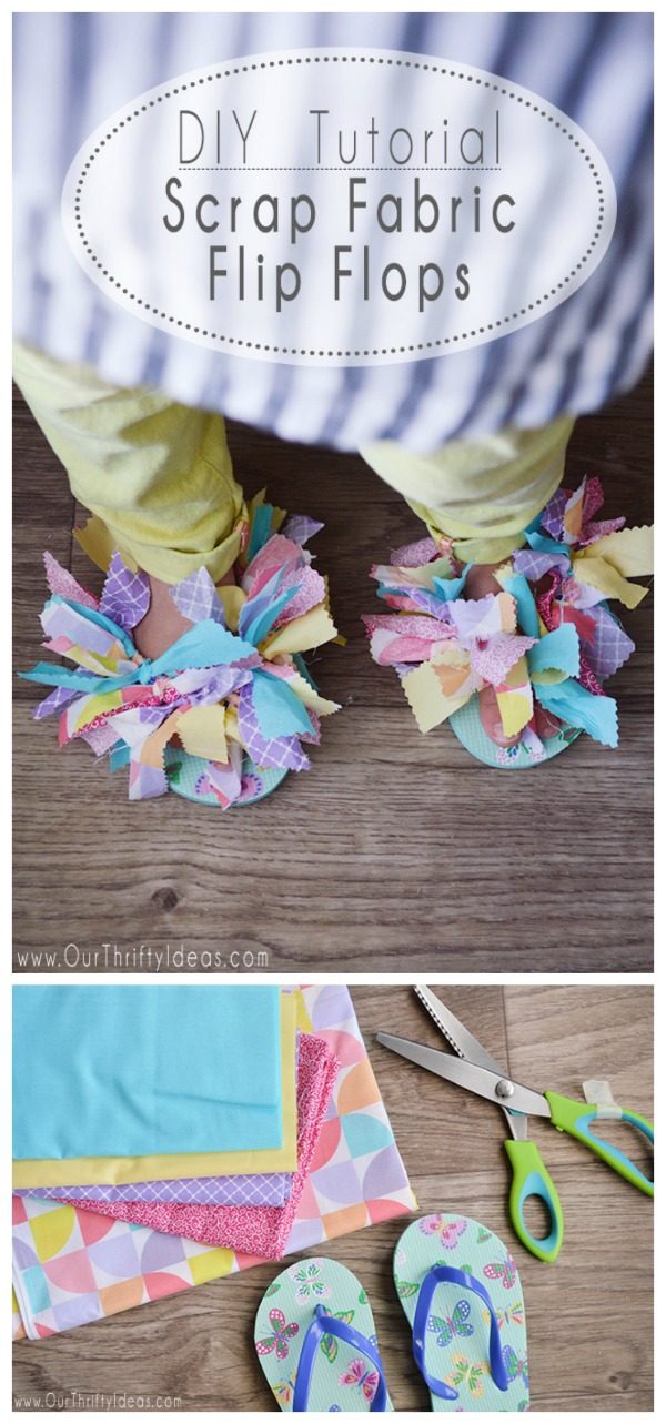 DIY Scrap Fabric Flip Flops | Simple no sew craft idea for decorating your flip flops. Summer DIY Project | Click the photo for a full tutorial on TodaysCreativeLife.com