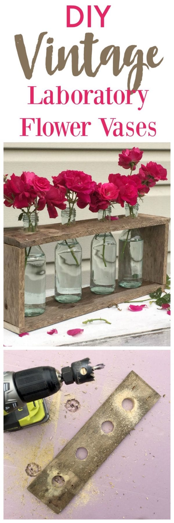 DIY Laboratory Flower Vases | Make this new but vintage looking table top centerpiece with this step by step tutorial from Create and Babble for TodaysCreativeLife.com