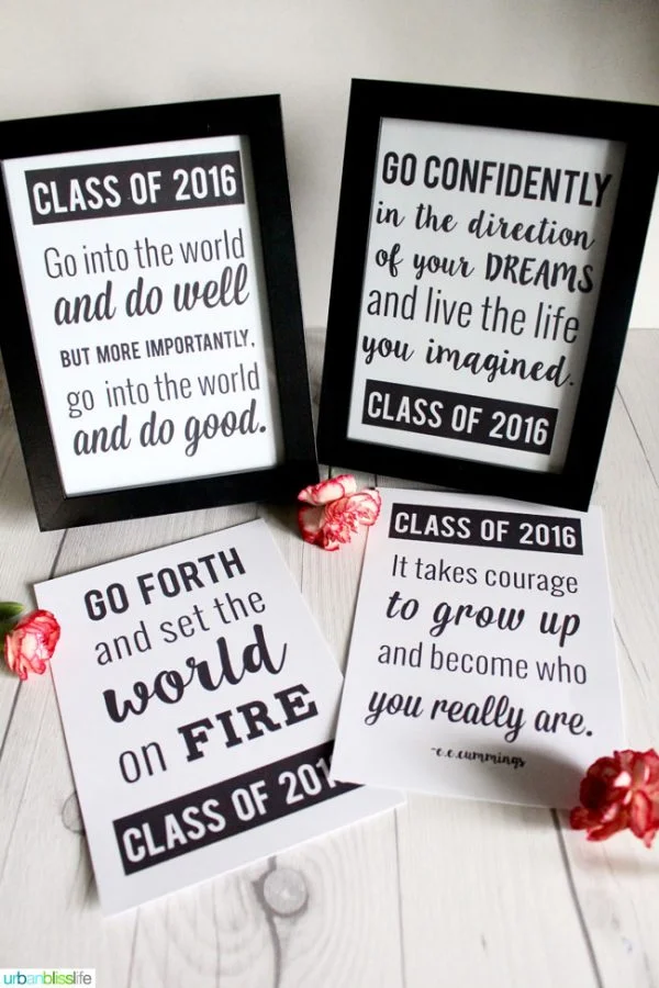 Graduation Quotes | Print these inspiring graduation quotes for any graduation get together. Or print and use as gift wrap! The possibilities are endless! Designed by UrbanBlissLife for Today's Creative Life