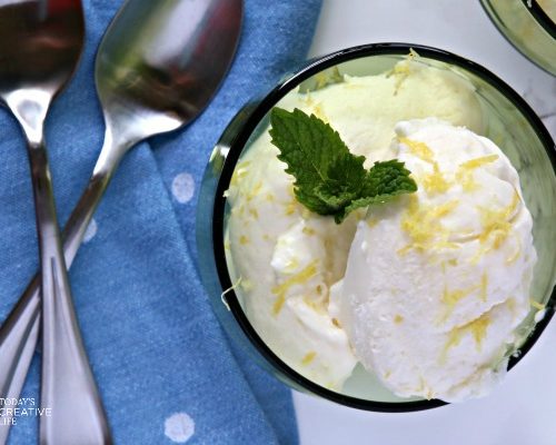 3 Ingredient No Churn Lemon Ice Cream | This simple recipe is perfect for summer! Find it on TodaysCreativeLife.com