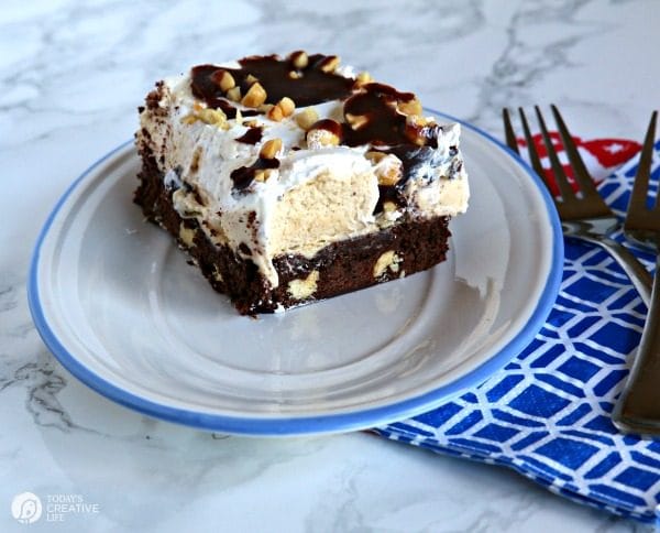 Peanut Butter CHOCOLATE Layered Dessert | This layered Chocolate Peanut Butter Dessert will knock your socks off! Rich and delicious! Find the recipe on TodaysCreativeLife.com 