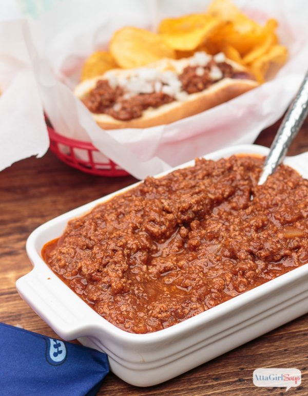 Homemade Hot Dog Chili | You'll never go back to canned chili again! Some call this Hot Dog Sauce! Atta Girl Says for TodaysCreativeLife.com 