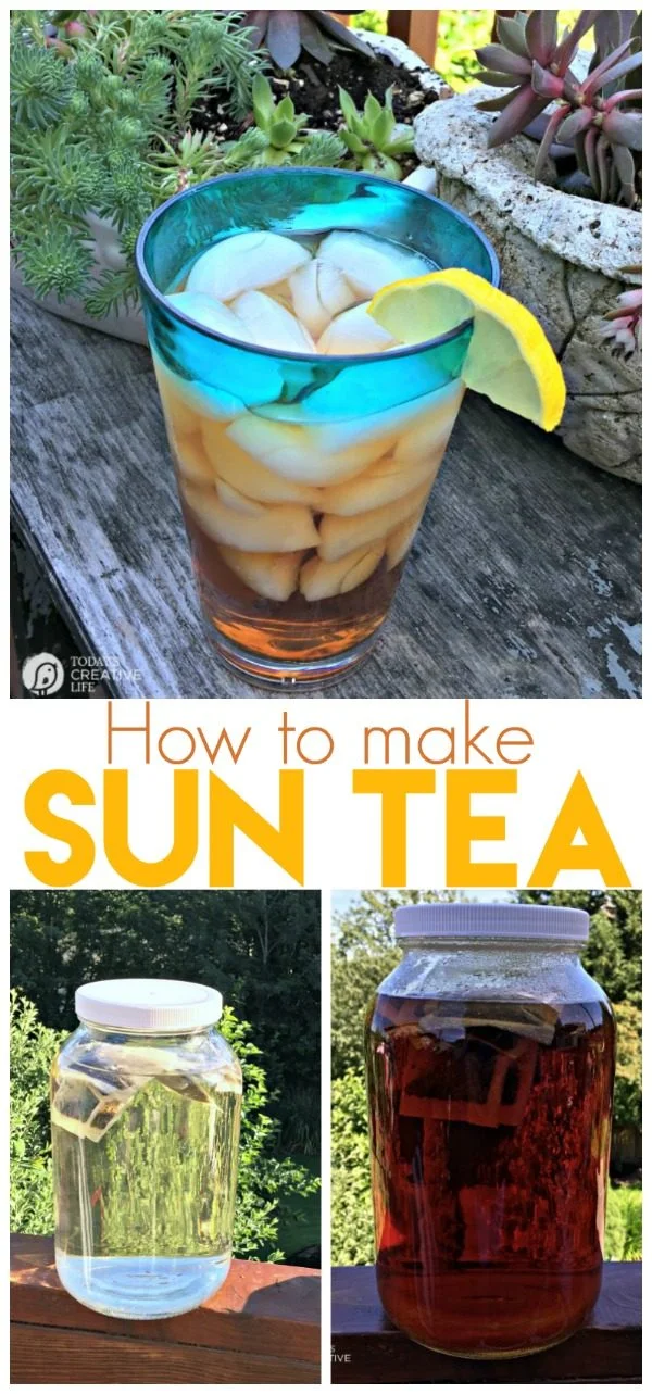 photo collage showing how to make sun tea