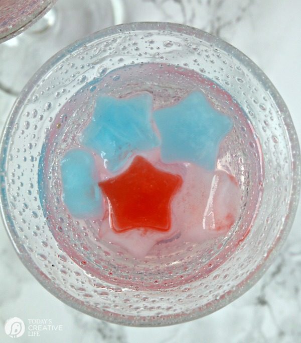  Small Star Shaped Ice Cubes in red white and blue.