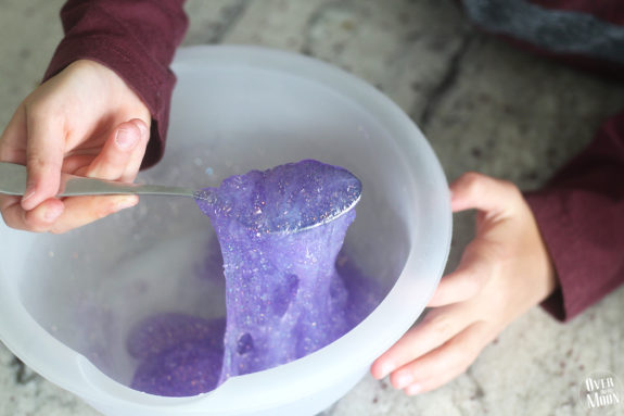 stirring ingredients for a slime recipe without borax