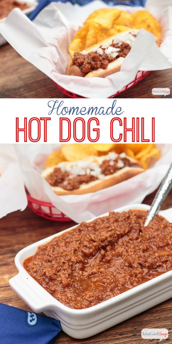 Homemade Hot Dog Chili Sauce | You'll never go back to canned chili again! Some call this Hot Dog Sauce! Atta Girl Says for TodaysCreativeLife.com 