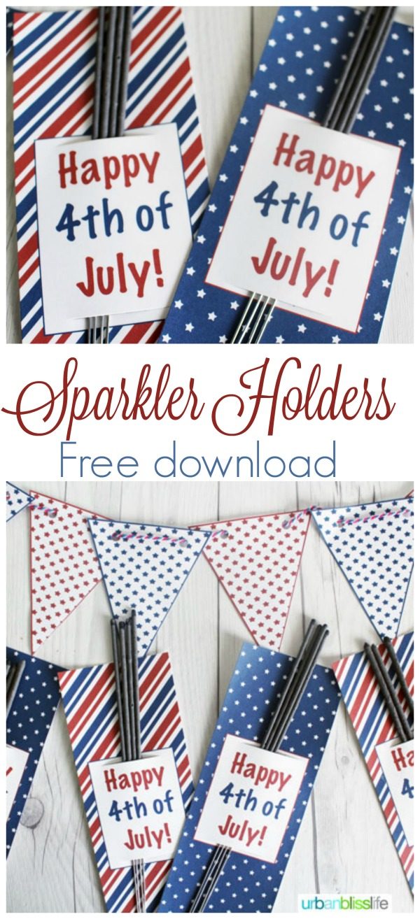 4th of July Printable Sparkler Holders | Great for your Fourth of July Party favors. This free printable makes party planning easy! Designed by UrbanBlissLife for TodaysCreativeLife.com