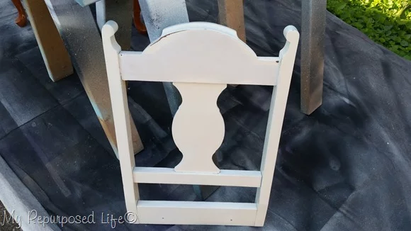 Repurposed Chair Back Coat Rack | This diy project creates a new coat rack from an old chair! See the step by step tutorial to make your own. My Repurposed Life for Today's Creative Life