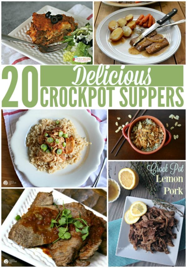 20 Delicious Crockpot Suppers | Just for you, I've collected 20 slow cooker dinners that are all family friendly! Great for busy families. Crockpot Chicken recipes or Crockpot Beef recipes. You'll find something for everyone. See more on Today's Creative Life.