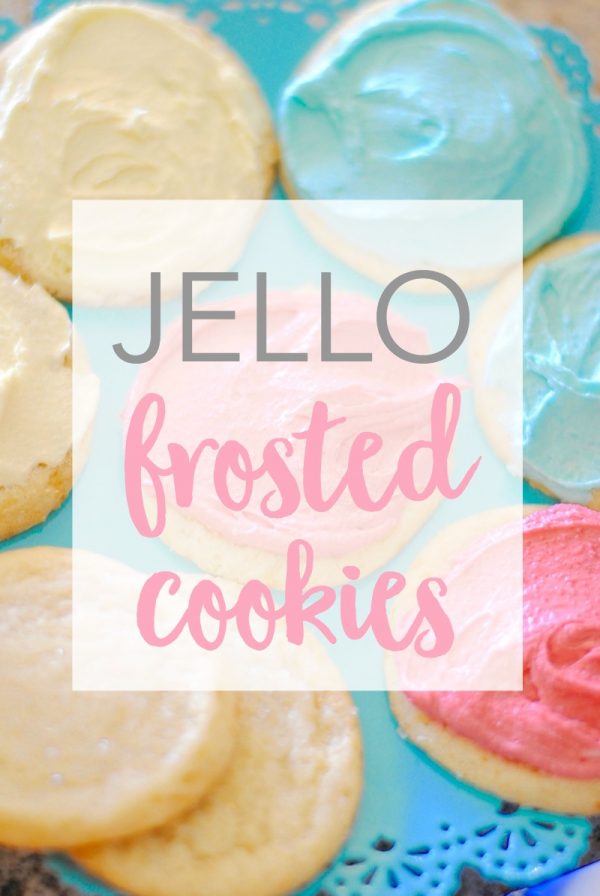 Jello Frosted Cookies| Sugar cookies frosted in colors white, blue and pink.