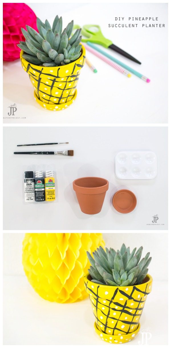 DIY Succulent Pineapple Planter | This DIY Craft idea is on trend and fun to do! Find the tutorial to make your own on TodaysCreativeLife.com (tutorial shared by Jennifer Priest)