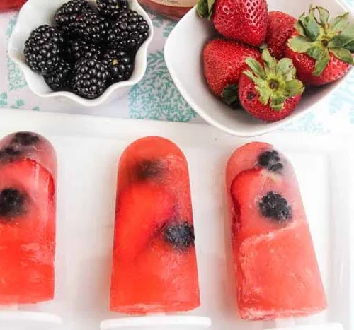 Strawberry Blackberry Margarita Popsicles | Make your own popsicles with ingredients you want. I love these adult version icy treats. My Crazy Good Life for Today's Creative Life