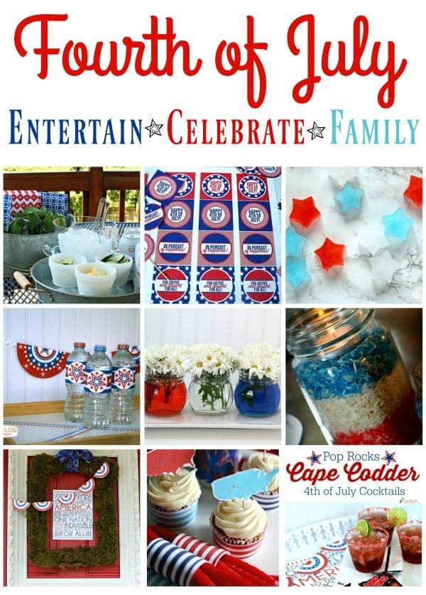 photo collage of 4th of July crafts and recipes. 