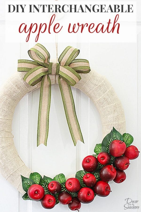 DIY Interchangeable Apple Wreath | Swap out the design each season for a new look. It can be a Fall Wreath, Spring Wreath, Summer Wreath or a Winter Wreath all by changing the apples. See how on Today's Creative Life