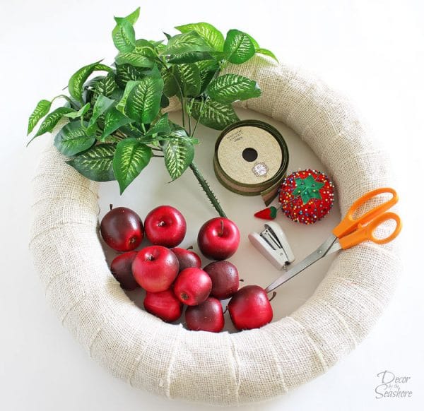 DIY Interchangeable Apple Wreath | Swap out the design each season for a new look. It can be a Fall Wreath, Spring Wreath, Summer Wreath or a Winter Wreath all by changing the apples. See how on Today's Creative Life