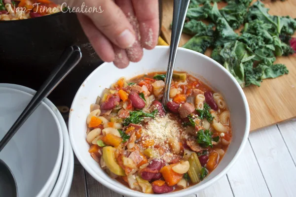 Minestrone Soup Recipe | This homemade Garden Minestrone Soup will have your family running to the dinner table! Perfect for fall and winter! It's the hearty soup you're looking for. See the recipe shared from Nap-Time Creations on Today's Creative Life