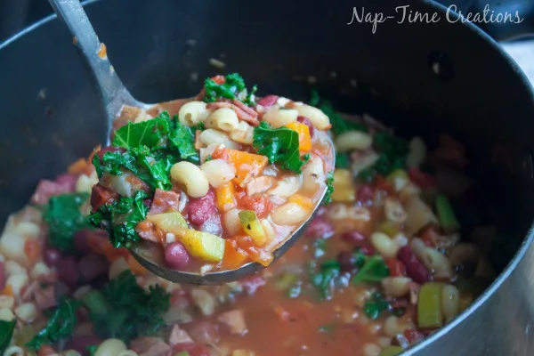 Minestrone Soup Recipe | This homemade Garden Minestrone Soup will have your family running to the dinner table! Perfect for fall and winter! It's the hearty soup you're looking for. See the recipe shared from Nap-Time Creations on Today's Creative Life