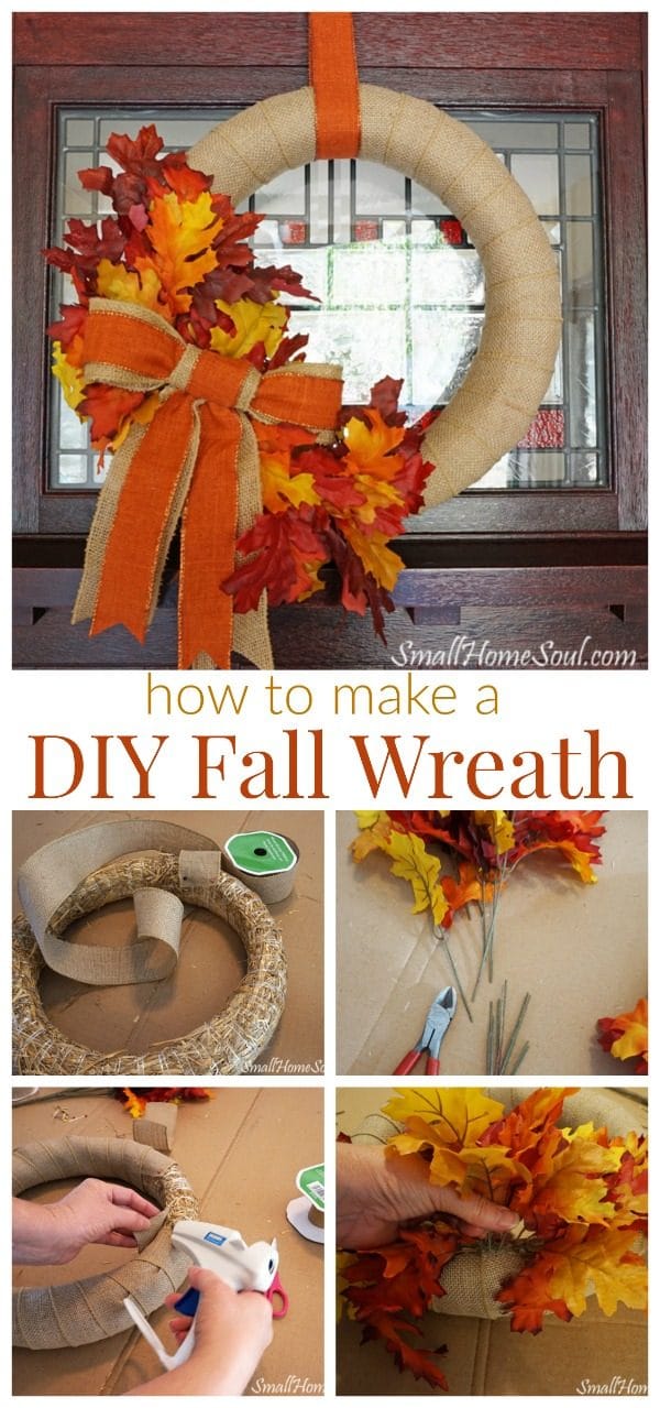 DIY Fall Wreath | How to Make your own burlap wreath for fall. Easy Fall Decorating | Fall Porch Ideas | Full tutorial shared by Small Home Soul for TodaysCreativeLife.com