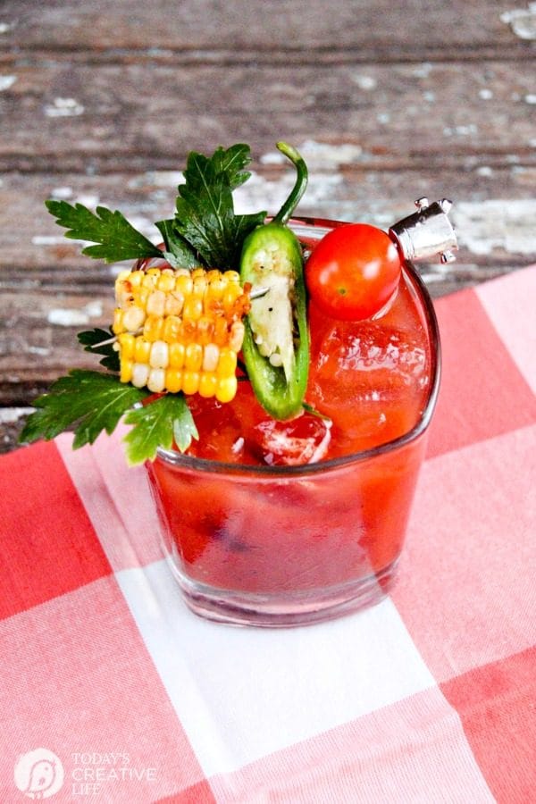 Garden Fresh Bloody Mary | This bloody mary recipe is like a meal in a cocktail. Great for a summer cocktail, brunch cocktail or maybe even a holiday cocktail. Find it on TodaysCreativeLife