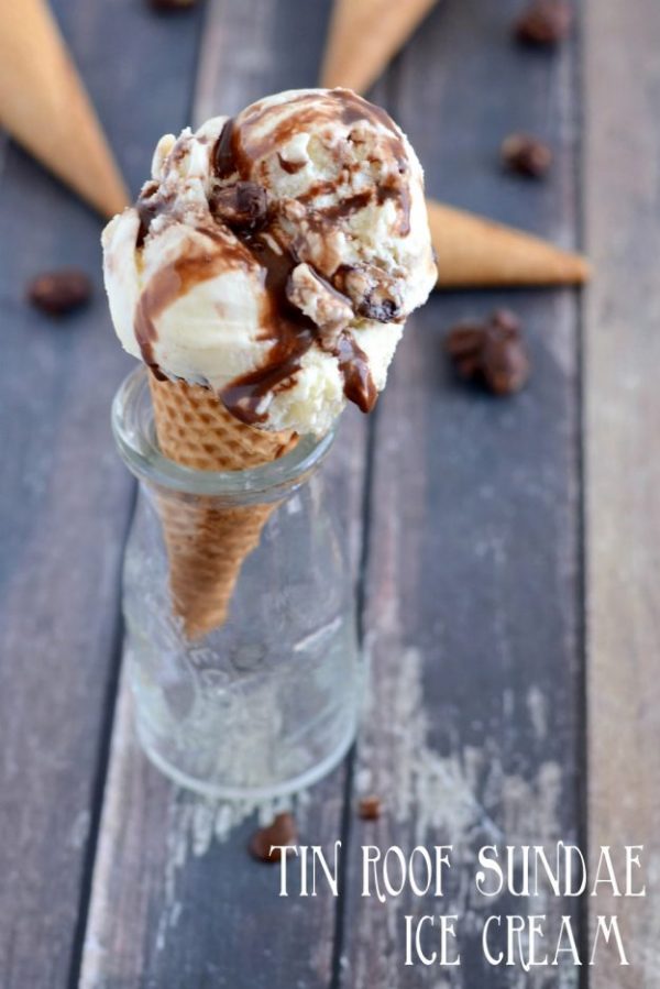 Homemade Tin Roof Sundae Ice Cream | This rich and delicious homemade Tin Roof ice cream recipe will soon become your favorite. Shared by Creations by Kara for TodaysCreativeLife.com